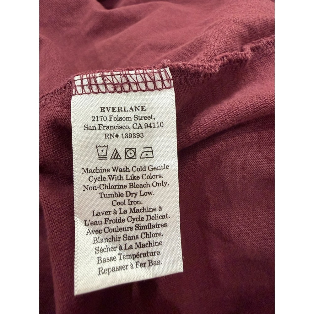 Everlane Organic Cotton Crew Neck T-Shirt Burgundy Maroon Medium M-T-CTN-HVY-SS - Picture 5 of 6